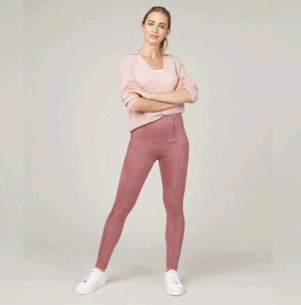 New Spanx Faux Suede legging rich rose pink Pull On Pants Size XS Petite